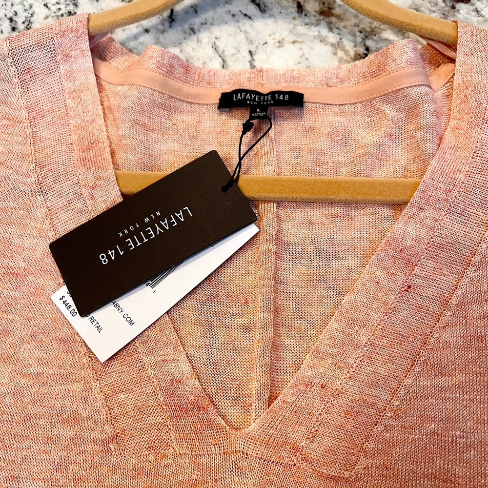 Lafayette.NEW $483.00. Light orange tunic. Size L